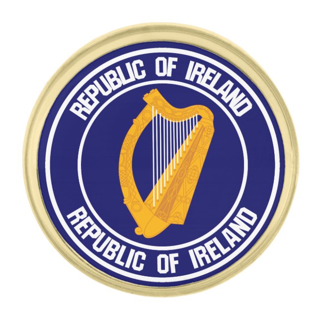 Ireland Round Emblem Gold Finish Lapel Pin (Front)