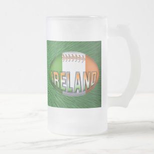 Ireland Rugby Ball Frosted Glass Beer Mug