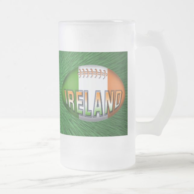 Ireland Rugby Ball Frosted Glass Beer Mug (Right)