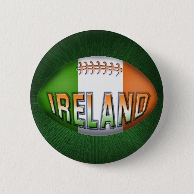 Ireland Rugby Ball Pinback Button (Front)