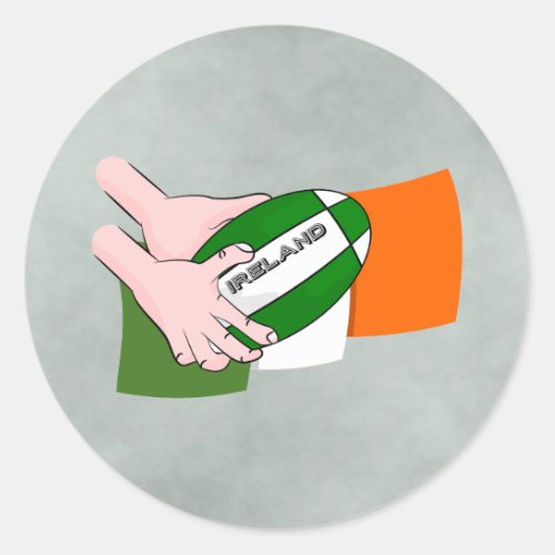 Ireland Rugby Team Supporters Flag With Ball Classic Round Sticker
