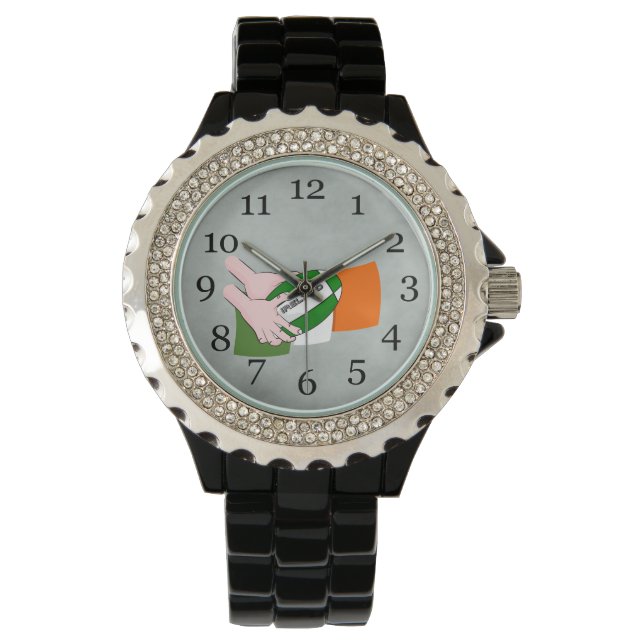 Ireland Rugby Team Supporters Flag With Ball Watch (Front)
