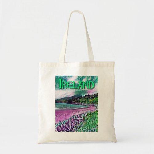 Ireland Sandy Rocky Beach Painting Tote Bag