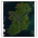 Wall clock featuring Ireland satellite map