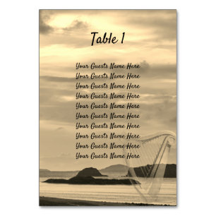 Ireland Scenic Wedding with Irish Harp Table Numbe Table Number