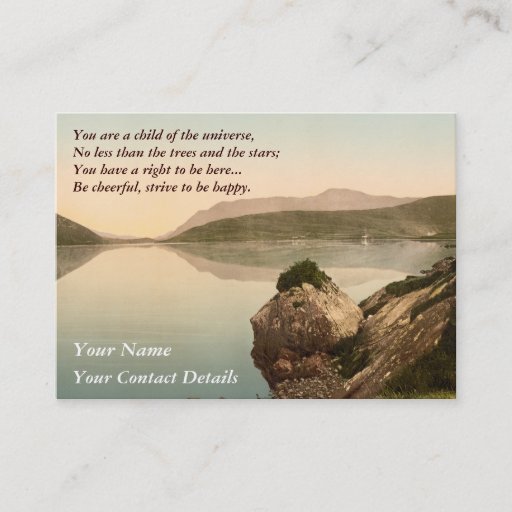 Customizable Ireland Sea Coast Motivational Desiderata Business Card Templates