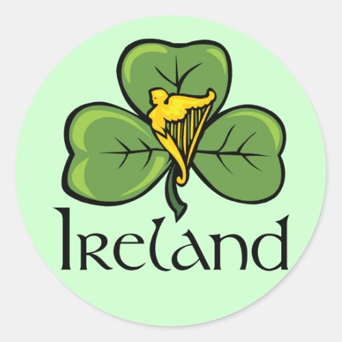 Ireland Shamrock and Harp Classic Round Sticker