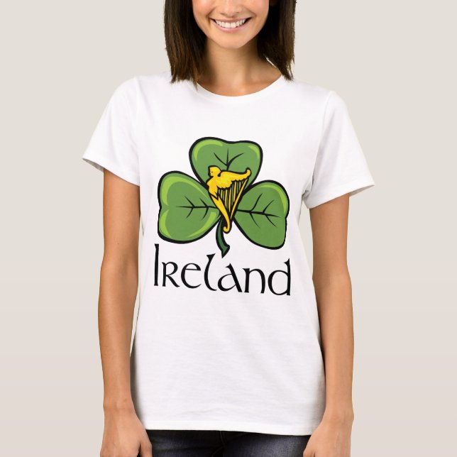 Ireland Shamrock and Harp T-Shirt (Front)