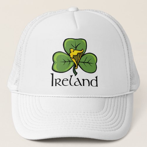 Ireland Shamrock and Harp Trucker Hat