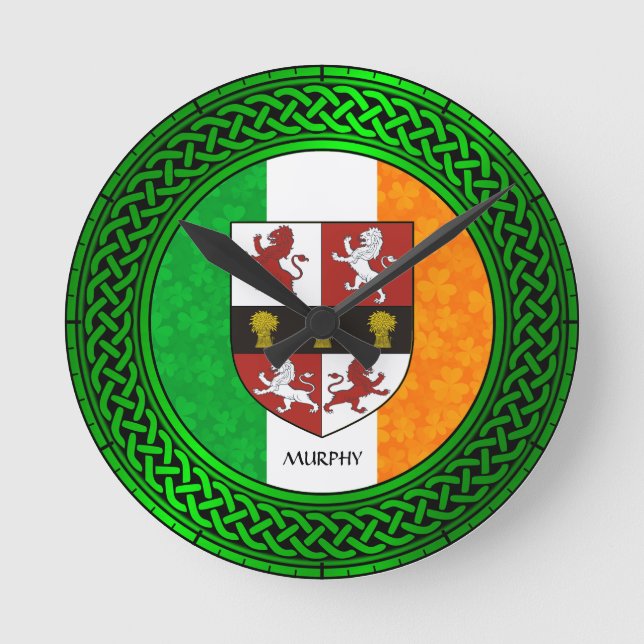 Ireland Shamrock Flag - Murphy Round Clock (Front)