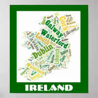 Ireland Silhouette Word Art Poster