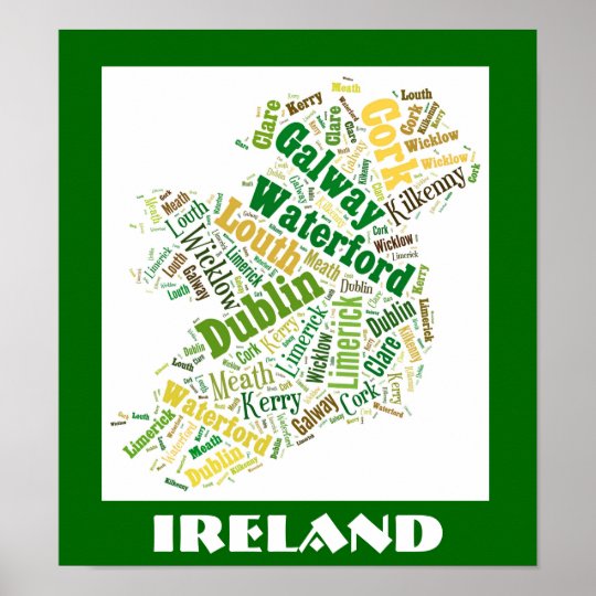 Ireland Silhouette Word Art Poster | Zazzle.com