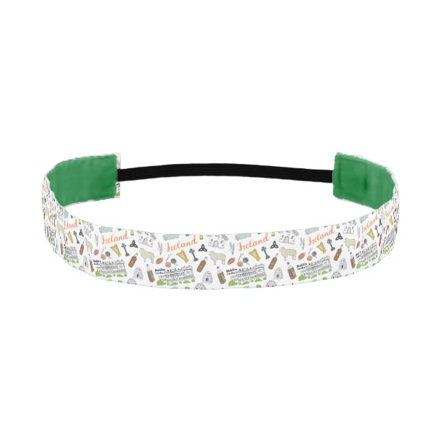 Ireland Sketch Doodle Pattern Athletic Headband (Front)