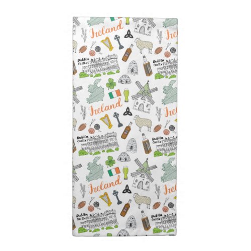 Ireland Sketch Doodle Pattern Cloth Napkin