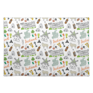 Ireland Sketch Doodle Pattern Cloth Placemat
