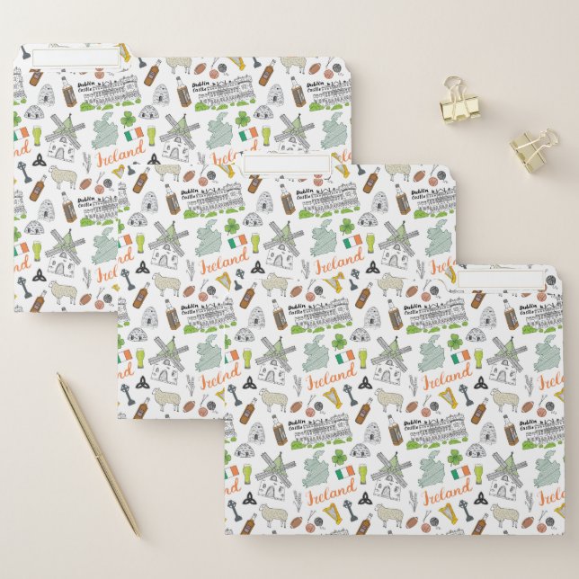 Ireland Sketch Doodle Pattern File Folder (Set)