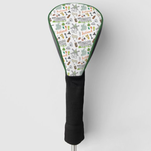 Ireland Sketch Doodle Pattern Golf Head Cover