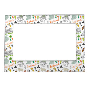 Ireland Sketch Doodle Pattern Magnetic Frame