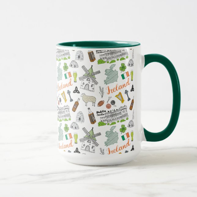 Ireland Sketch Doodle Pattern Mug (Right)