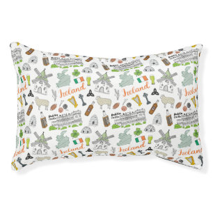 Ireland Sketch Doodle Pattern Pet Bed