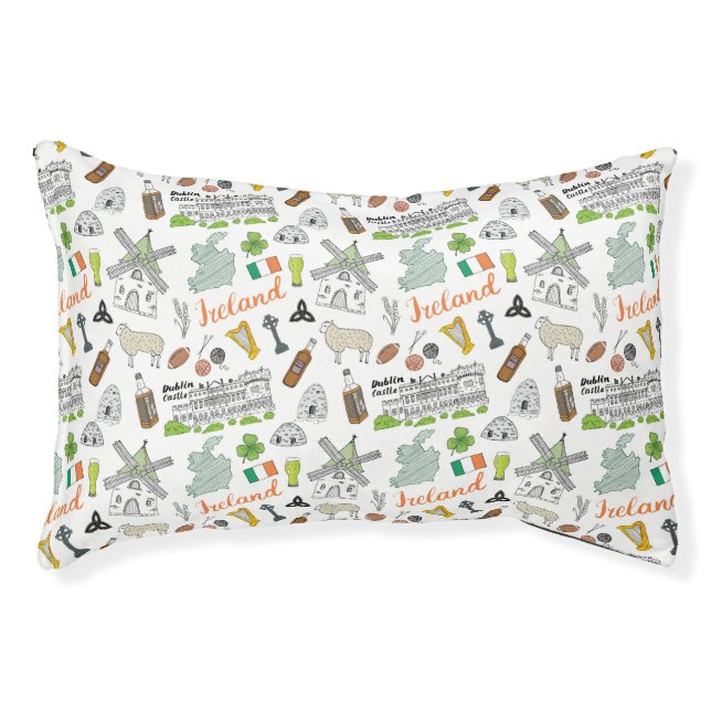 Ireland Sketch Doodle Pattern Pet Bed (Front)