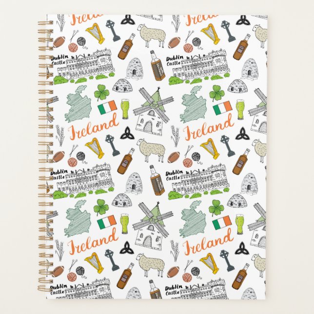 Ireland Sketch Doodle Pattern Planner (Front)