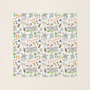 Ireland Sketch Doodle Pattern Scarf