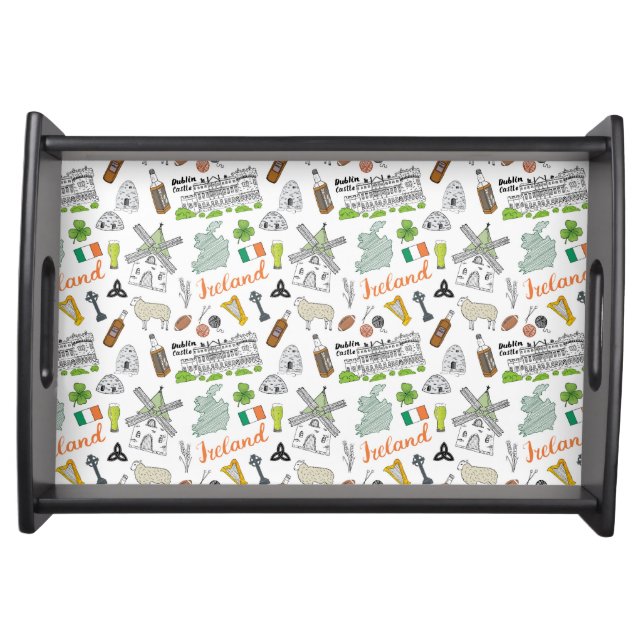 Ireland Sketch Doodle Pattern Serving Tray (Front)