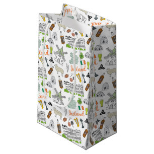 Ireland Sketch Doodle Pattern Small Gift Bag