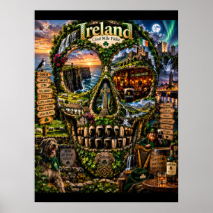 Ireland Skull Art Print   State of Mind