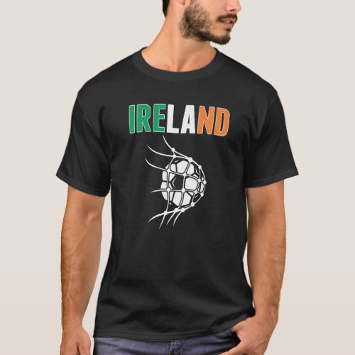 Ireland Soccer Ball In Net Goal Support Irish Foot T_Shirt