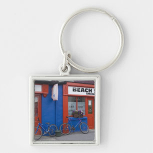 Ireland, Strandhill. Storefronts with bicycles Keychain