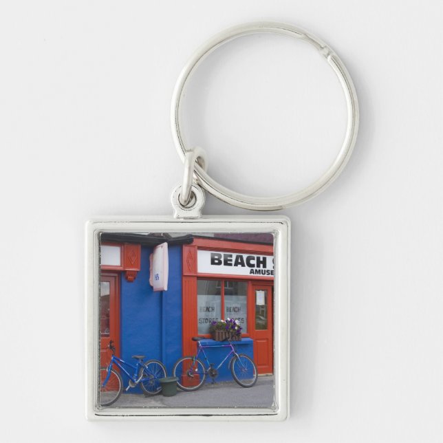 Ireland, Strandhill. Storefronts with bicycles Keychain (Front)