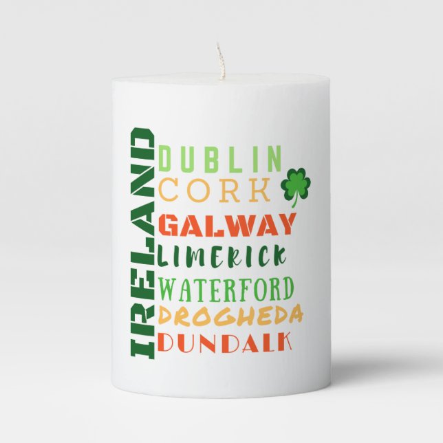IRELAND SUBWAY ART PILLAR CANDLE (Front)