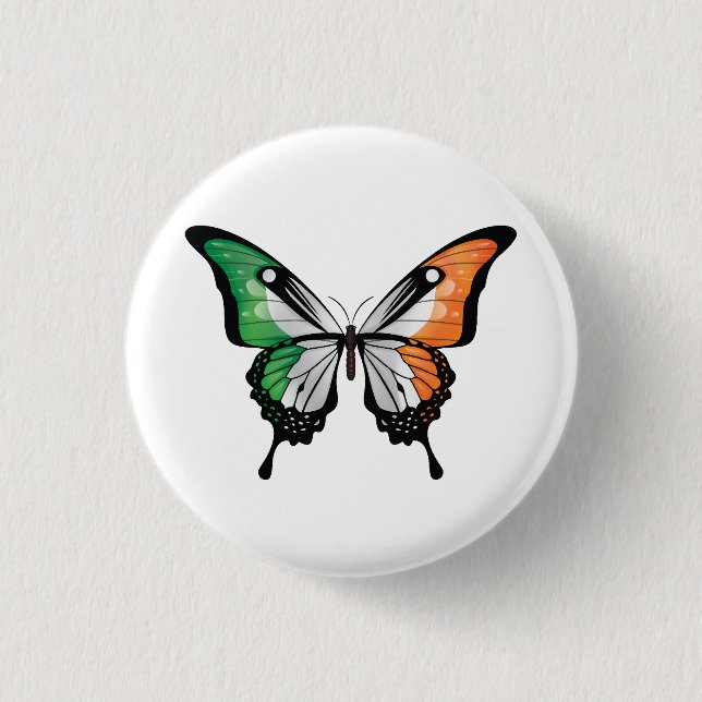 Ireland Swallowtail Butterfly Flag Button (Front)