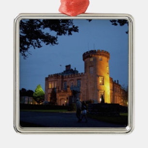 Ireland, the Dromoland Castle lit at dusk, Metal Ornament