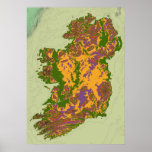 Ireland topographic map poster