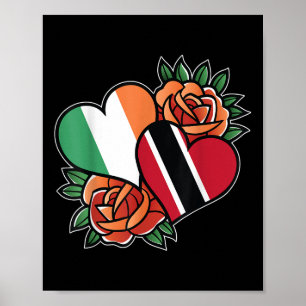 Ireland Trinidad And Tobago Flag Heart Half Irish Poster