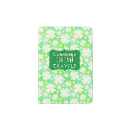 Ireland Trip Green Shamrocks Personalized Travel Passport Holder