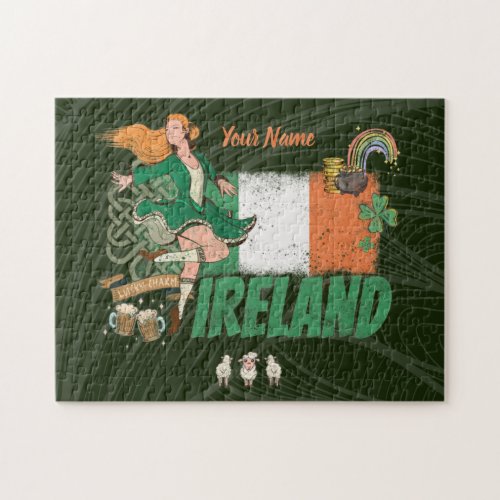 Ireland Vintage Flag St Patricks Day Retro Jigsaw Puzzle