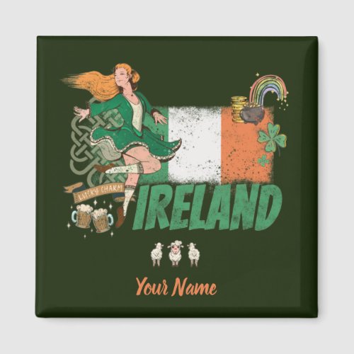 Ireland Vintage Flag St Patricks Day Retro Magnet