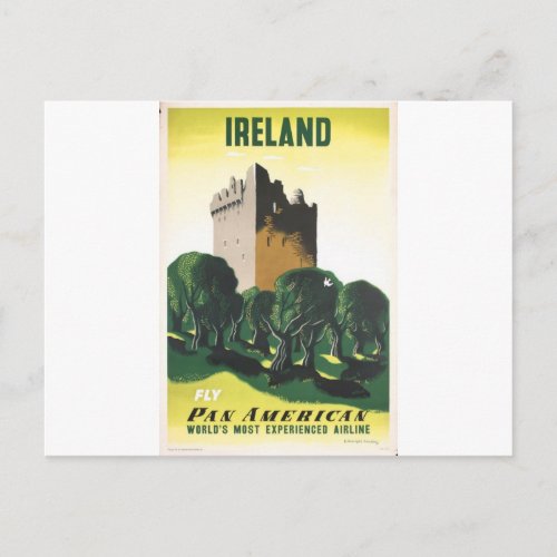 Ireland vintage poster of Castle by Kauffe 1953 Postcard