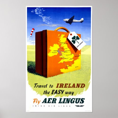 Ireland Vintage Travel Poster Restored