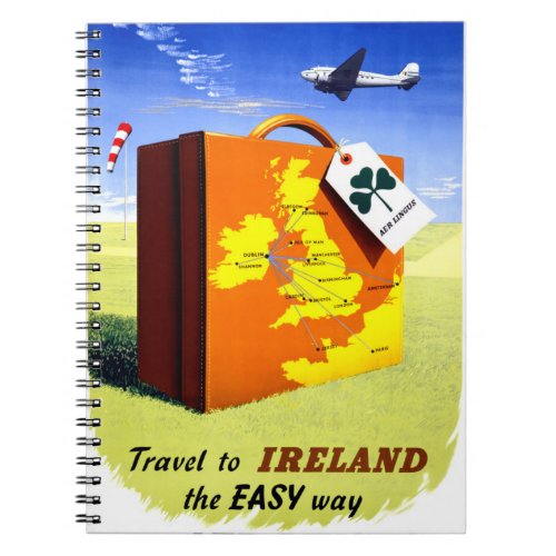 Ireland Vintage Travel Poster Restored Notebook