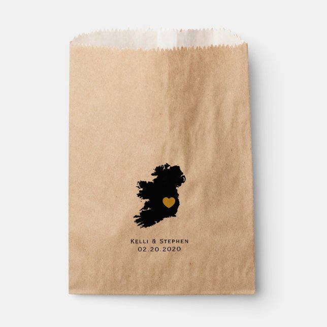 Ireland Wedding Favor Treat Sacks, Map Gift Bags (Front)