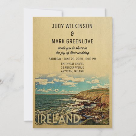 Ireland Wedding Invitation Vintage Mid-century