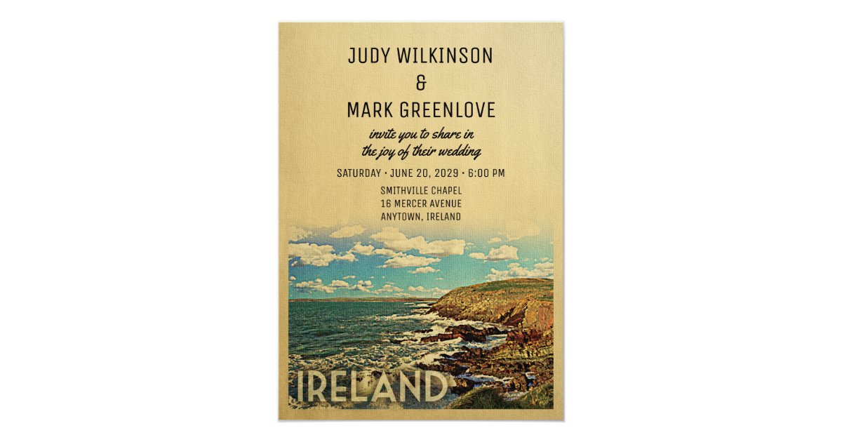 Ireland Wedding Invitation Vintage Mid Century Zazzle Com