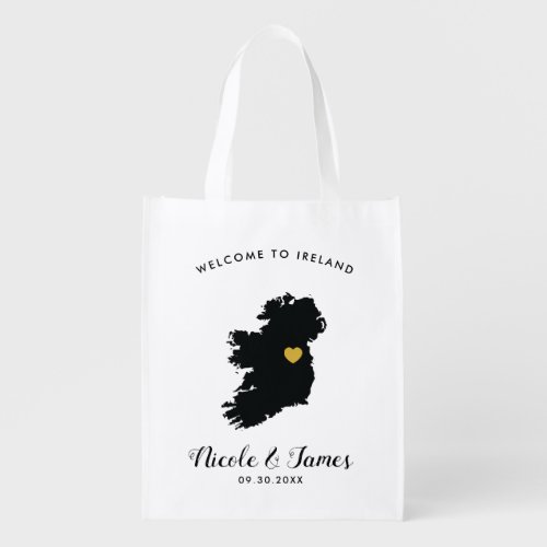 Ireland Wedding Welcome Bag Black and Gold Grocery Bag