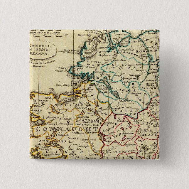 Ireland with boundaries outlined button (Front)