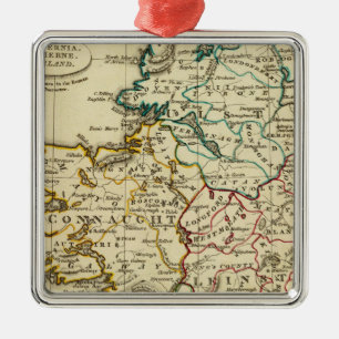 Ireland with boundaries outlined metal ornament